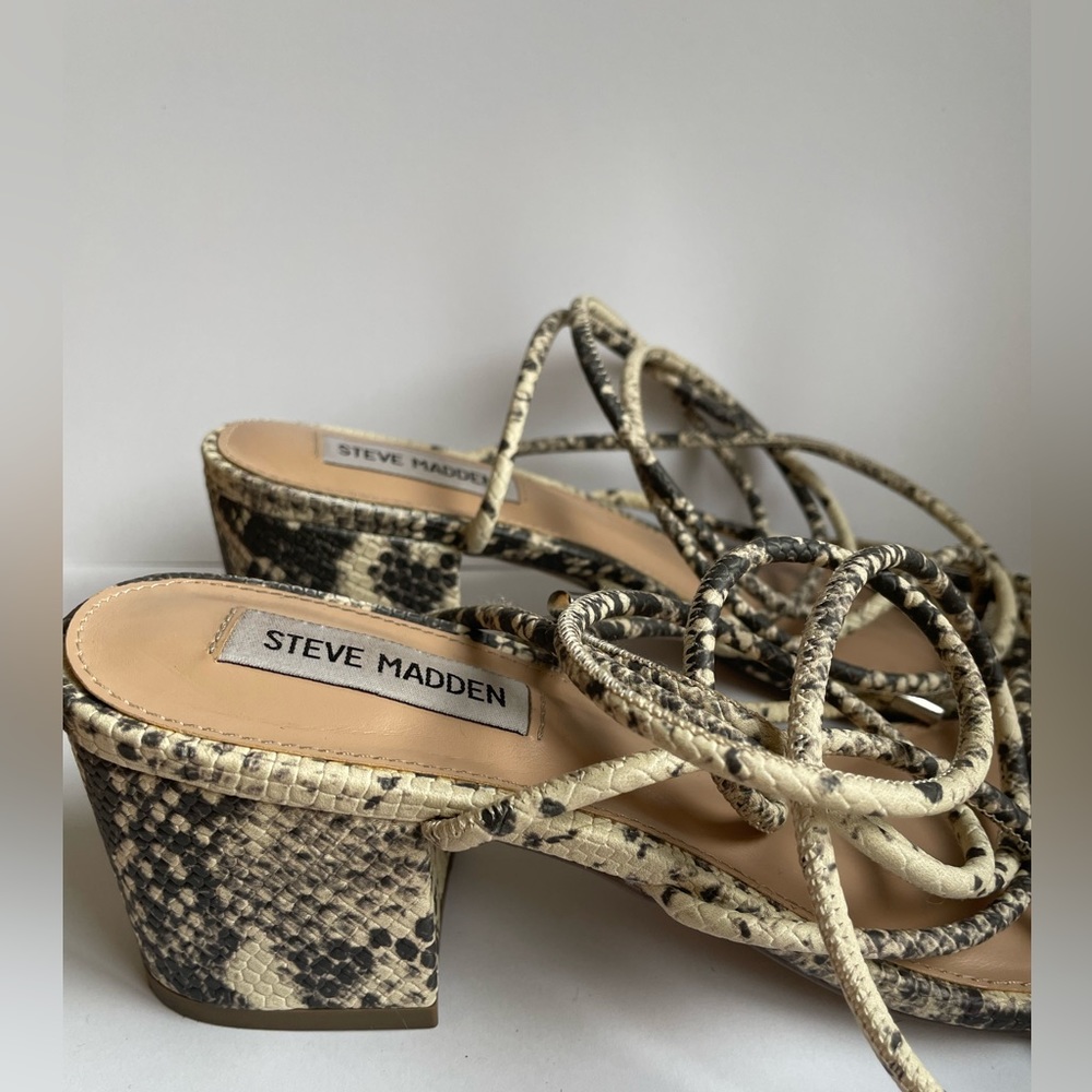 Steve Madden - Python Lace Up Block Heel Sandals … - image 3
